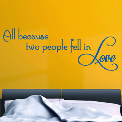 50% OFF on DeStudio Love Quote Fell In Love Cute Family Wallart Home Color Blue Size 150 X 60 Cms Wall Sticker