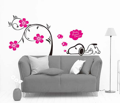 33% OFF on Pindia Pink Flower & Dog Design Wall Sticker