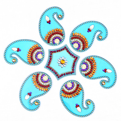 56% OFF on Amba Handicraft Rani Blue Kundan Keri Rangoli Acrylic Sheet Sticker