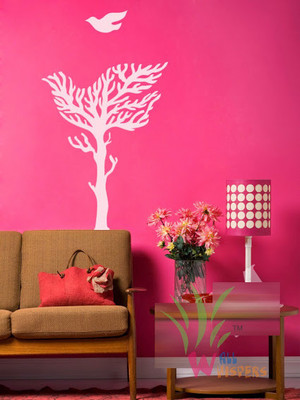 55% OFF on Wall Whispers White Tree with A Bird Vinyl Sticker