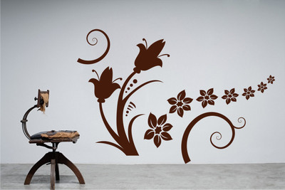 67% OFF on D��cor Kafe Decal Style Flower Swirl Wall Art Medium Size-23*15 Inch Wall Sticker Sticker Pack of 1