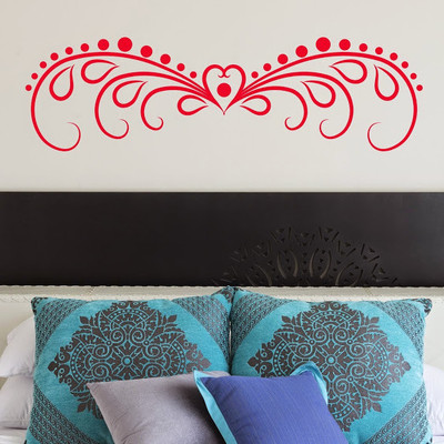 50% OFF on DeStudio Heart Border Bed Decor Love Wallart Vinyl Color Red Size 150 X 60 Cms Wall Sticker