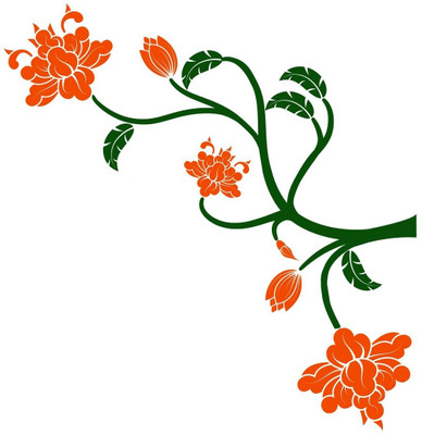 25% OFF on Chipakk Flowering Branch 3 - Orange Wall Decal Medium Pigmented Polyvinyl Films Imported Sticker