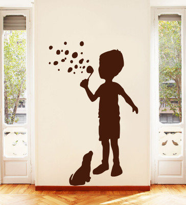 54% OFF on D��cor Kafe Decal Style Child and A Dog Wall Art Small Size-10*16 Inch Wall Sticker Sticker Pack of 1