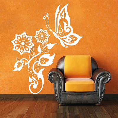 87% OFF on DeStudio Butterfly On Flowers New One Size Tiny Wall Sticker