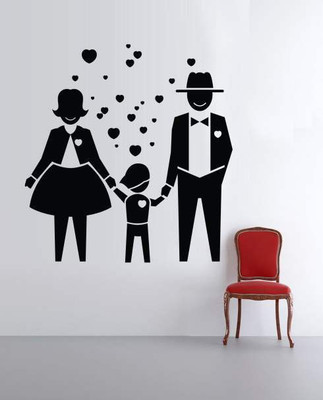 52% OFF on Hoopoe Decor Couple with Their Kids Wall Sticker Pack of 1