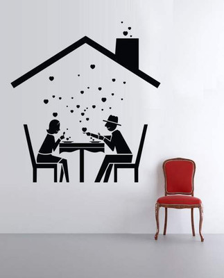 51% OFF on Hoopoe Decor Couple At Dinner Wall Sticker Pack of 1