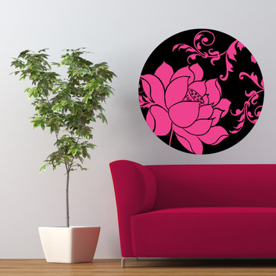 Chipakk Floral Motif Pink Wall Decal Medium Pigmented Polyvinyl Films Imported Sticker