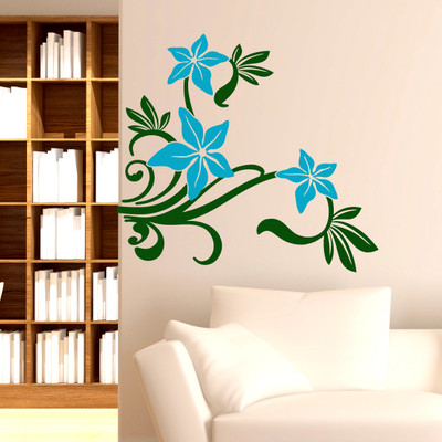 Chipakk Flowering Branch 5 - Blue Wall Decal Medium Pigmented Polyvinyl Films Imported Sticker