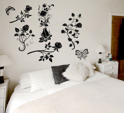 55% OFF on Decor Kafe Decal Style Abstract Flowers Tiny Size-16*12 Inch Vinyl Film Sticker Pack of 1