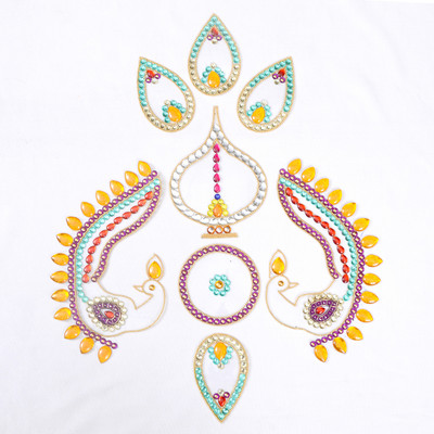 60% OFF on Amba Handicraft Yellow Kundan Morni Rangoli Acrylic Sheet Sticker
