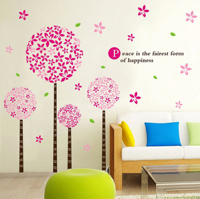 54% OFF on Asmi Collections PVC Decals Pink Blossom Tree Wall Sticker Pack of 1