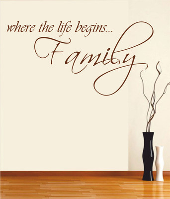 50% OFF on Ritzy Life Begins With Family Living Room Wall Quotes Wall Decal Sticker