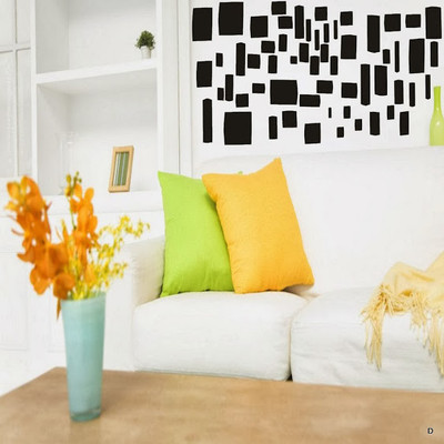 62% OFF on DeStudio Scatter Squares Color Black Size 75cms X 60 Cms Wall Sticker