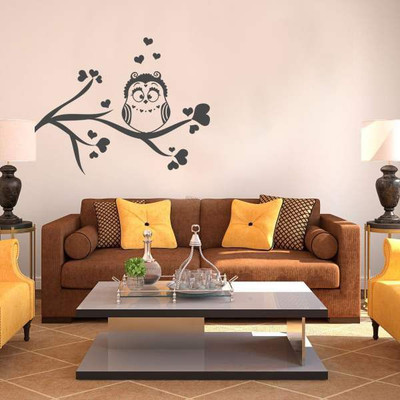 47% OFF on Hoopoe Decor Owl Sitting on the Tree Wall Sticker Pack of 1