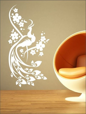 82% OFF on Wall1ders Peacock With Flowers PVC Vinyl Sticker Sticker Pack of 1