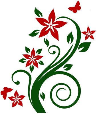 24% OFF on Chipakk Flowering Branch 4 - Red Wall Decal Medium Pigmented Polyvinyl Films Imported Sticker