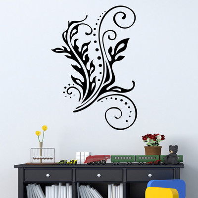 86% OFF on D��cor Kafe Decal Style Swirl Leaf Wall Sticker Large Size-25*36 Inch Wall Sticker Sticker Pack of 1