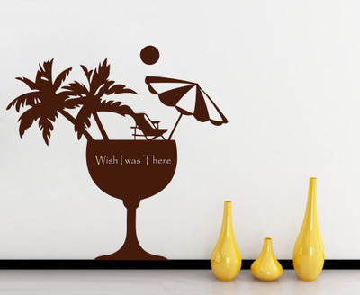 83% OFF on D��cor Kafe Decal Style Wish I was There Wall Art Medium Size-26*25 Inch Wall Sticker Sticker Pack of 1