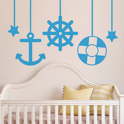 50% OFF on DeStudio Nursery Baby Sea Ships Anchor Color Blue Size 150 X 60 Cms Wall Sticker