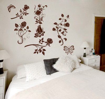 60% OFF on D��cor Kafe Decal Style Abstract Flowers Wall Art Tiny Size-16*12 Inch Wall Sticker Sticker Pack of 1