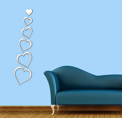 66% OFF on DeStudio 6 White Hearts 3D Acrylic Sticker Pack of 6