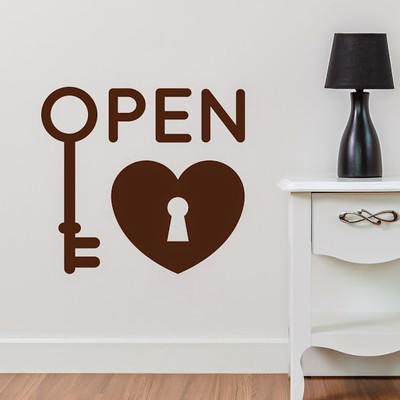50% OFF on DeStudio Open Key Heart Welcome Love Vinyl Color Brown Size 135 X 60 Cms Wall Sticker