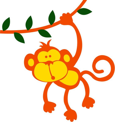 Chipakk Hanging Monkey Wall Decal Small Pigmented Polyvinyl Films Imported Sticker