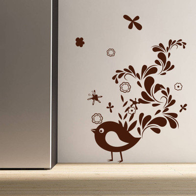 87% OFF on D��cor Kafe Decal Style Creative Sparrow Wall Art Large Size-32*42 Inch Wall Sticker Sticker Pack of 1