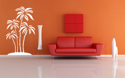 26% OFF on Dream On Walls Palm Tree White Self Adhesive Vinyl Decal Sticker
