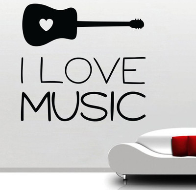 70% OFF on D��cor Kafe Decal Style I Love Music Wall Sticker Small Size-14*14 Inch Wall Sticker Sticker Pack of 1