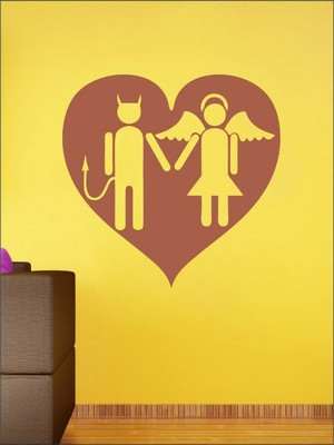 84% OFF on Wall1ders Devil & Angle Love PVC Vinyl Sticker Sticker Pack of 1