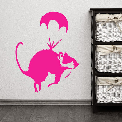 50% OFF on DeStudio Banksy Rat Parachute Graffiti2 Color Pink Size 135 X 60 Cms Wall Sticker