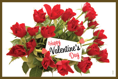 16% OFF on Valentine Massage Wit Bunch Of Roses Paper Print