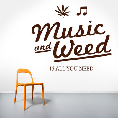 80% OFF on D��cor Kafe Decal Style Music and Weed Wall Art Large Size-25*21 Inch Wall Sticker Sticker Pack of 1