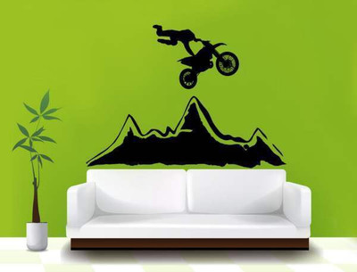 45% OFF on Hoopoe Decor Stunt on bike Wall Sticker Pack of 1