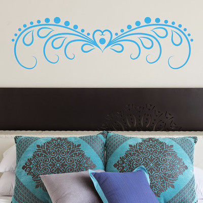 50% OFF on DeStudio Heart Border Bed Decor Love Wallart Home Color Blue Size 105 X 60 Cms Wall Sticker