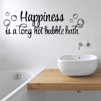 61% OFF on Decor Kafe Happiness is a Hot Bubble Bath Small Size-22 x 07 inch Black Vinyl Film Sticker Pack of 1