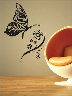 84% OFF on Wall1ders Flower & Butterfly PVC Vinyl Sticker Sticker Pack of 1