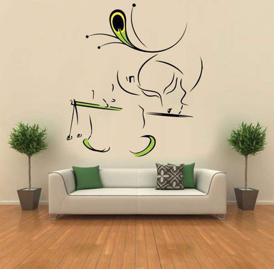 40% OFF on Hoopoe Decor Lord Krishna with flute 2 Wall Sticker Pack of 1