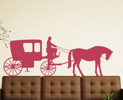 41% OFF on Vitin Enterprises Horse cart maroon colour wall decal Self-adhesive Sticker Pack of 1