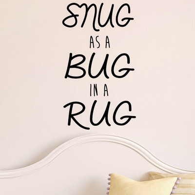 50% OFF on DeStudio Bedroom Quote Snug Bug Rug Wallart Vinyl Color Black Size 135 X 60 Cms Wall Sticker