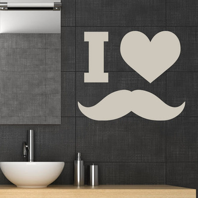 62% OFF on DeStudio I Heart Love Moustache Mens Wall Sticker Sticker