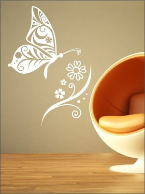 68% OFF on Wall1ders Flower & Butterfly PVC Vinyl Sticker Sticker Pack of 1