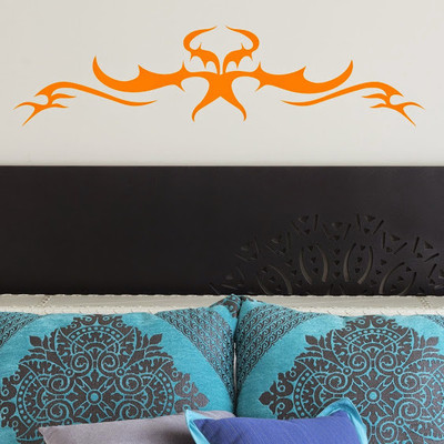 50% OFF on DeStudio Grunge Pattern Bed Ornament Wallart Color Orange Size 150 X 60 Cms Wall Sticker