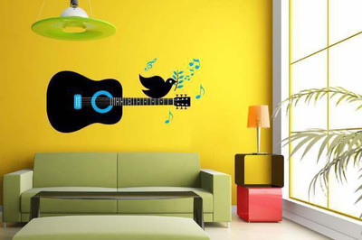 50% OFF on Hoopoe Decor Bird singing on guitar Wall Sticker Pack of 1