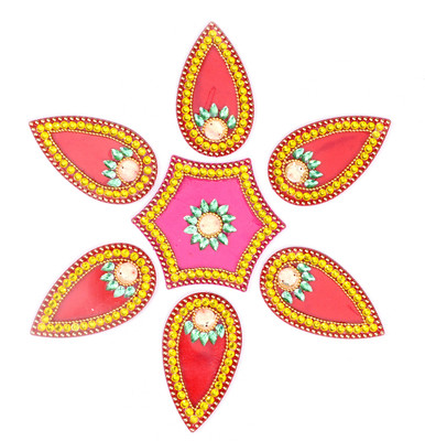 55% OFF on Amba Handicraft Pink Rajwadi Rangoli Acrylic Sheet Sticker