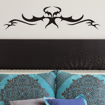 50% OFF on DeStudio Grunge Pattern Bed Ornament Wallart Color Black Size 135 X 60 Cms Wall Sticker