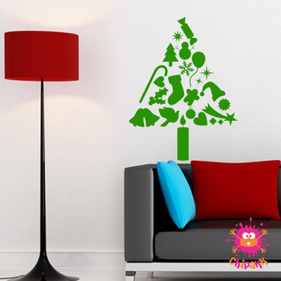 25% OFF on Chipakk Christmas Tree Articles Medium Pigmented Polyvinyl Sticker
