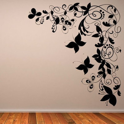 50% OFF on DeStudio Butterfly Floral Decorative Corner Size Mega Wall Sticker